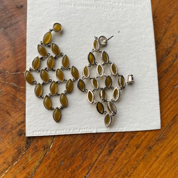 Semi precious stone Diamond shape Drop stud earrings - Picture 2 of 4